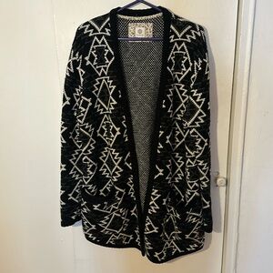 Element black and white pattern cardigan